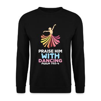 Christian Religion Ballet Dance Bible Verse Christ - Unisex Sweatshirt - black - Front - Alina (178cm) & Michal (187cm)