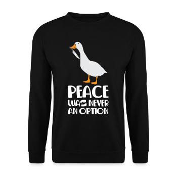 Internet Meme Gans Frienden war nie eine Option - Unisex Pullover - Schwarz - Vorne - Alina (178cm) & Michal (187cm)