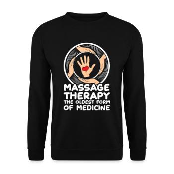 Oldest Medicine Physio Massage Therapy Masseur - Unisex Sweatshirt - black - Front - Alina (178cm) & Michal (187cm)