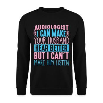 Audiologie Arzt Audiologe Ehemann Zuhören - Unisex Pullover - Schwarz - Vorne - Alina (178cm) & Michal (187cm)