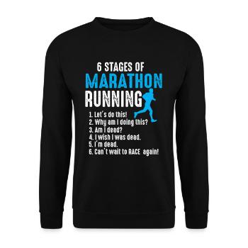 6 Etappen Marathonlauf Läufer Triathlon Sportler - Unisex Pullover - Schwarz - Vorne - Alina (178cm) & Michal (187cm)