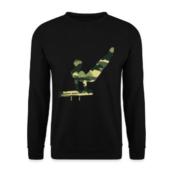 Turnen Mann Tarnung Sportler Sport Gymnastik - Unisex Pullover - Schwarz - Vorne - Alina (178cm) & Michal (187cm)
