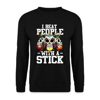 Pool Billiard 8 Ball Sugar Skull Billard - Unisex Pullover - Schwarz - Vorne - Alina (178cm) & Michal (187cm)