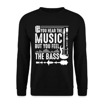 Lustiger Musiker Bass Gitarren Bassist Gitarrist - Unisex Pullover - Schwarz - Vorne - Alina (178cm) & Michal (187cm)