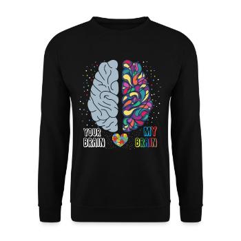 Autismus Bewusstsein Herz Autistisch Bunt - Unisex Pullover - Schwarz - Vorne - Alina (178cm) & Michal (187cm)