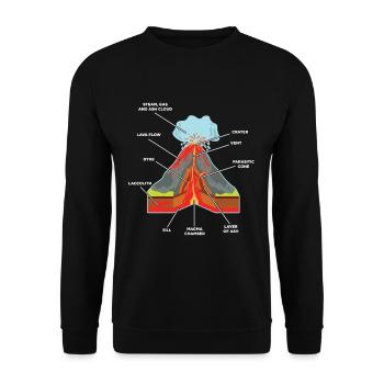 Vulkan Lava Ausbruch Geologe Wissenschaftler Magma - Unisex Pullover - Schwarz - Vorne - Alina (178cm) & Michal (187cm)