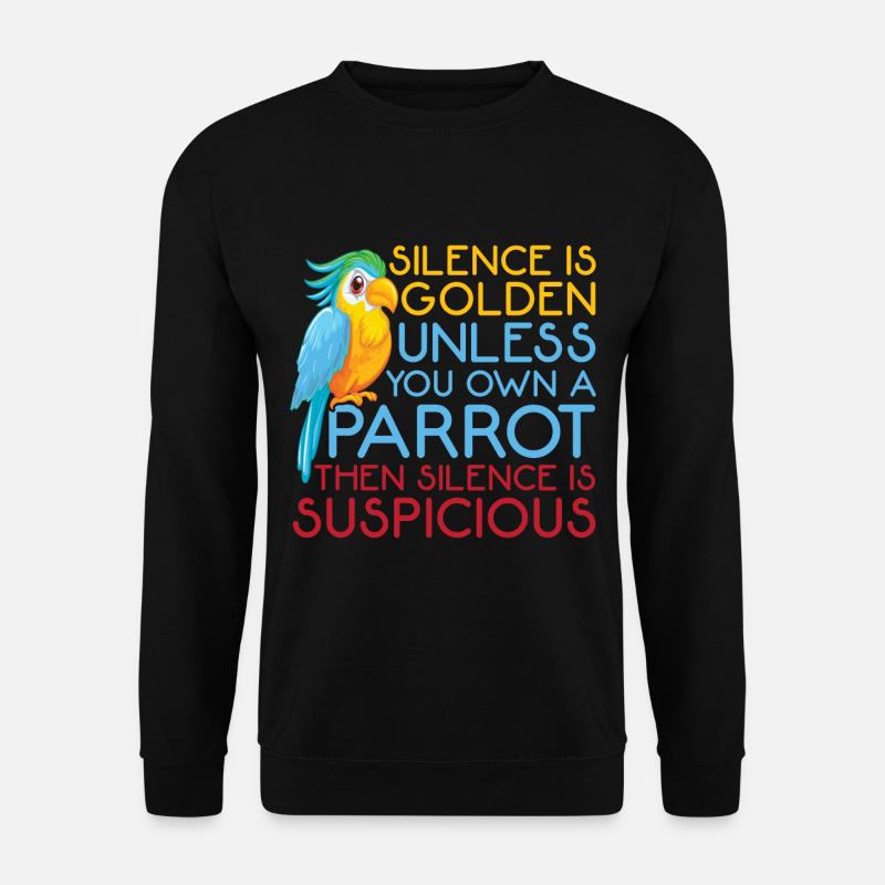 Lustiger Papagei Grafik Schweigen ist gold Vogel - Unisex Pullover - Schwarz