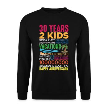 30 ans anniversaire de mariage 2 enfants parents - Sweat-shirt Unisexe - noir - Devant - Alina (178cm) & Michal (187cm)