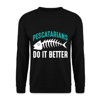 Pescatarian Diät Fisch Nahrung Ernährung - Unisex Pullover - Schwarz - Vorne - Alina (178cm) & Michal (187cm)