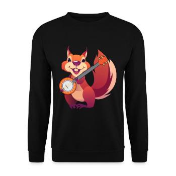 Eichhörnchen Banjo Musiker Nager Kleintier - Unisex Pullover - Schwarz - Vorne - Alina (178cm) & Michal (187cm)