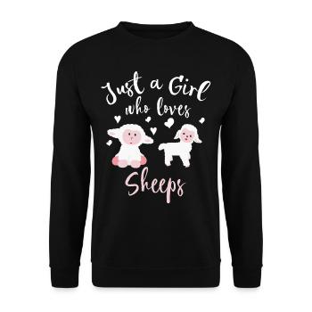 Fille qui aime mouton agneau enfant mouton - Sweat-shirt Unisexe - noir - Devant - Alina (178cm) & Michal (187cm)