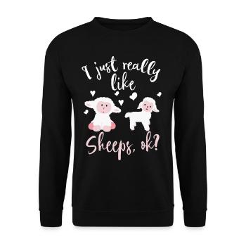Sheep lamb farm children sheep lover - Unisex Sweatshirt - black - Front - Alina (178cm) & Michal (187cm)