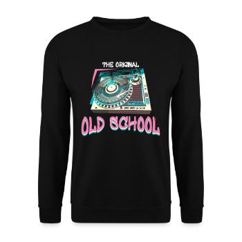 Original Old School Plattenspieler Vinyl DJ Musik - Unisex Pullover - Schwarz - Vorne - Alina (178cm) & Michal (187cm)