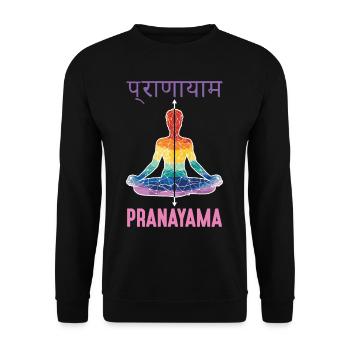 Pranayama Buddhismus Zen Yoga Meditation - Unisex Pullover - Schwarz - Vorne - Alina (178cm) & Michal (187cm)