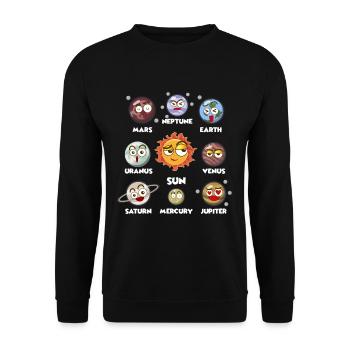 Système solaire galaxie espace planète - Sweat-shirt Unisexe - noir - Devant - Alina (178cm) & Michal (187cm)