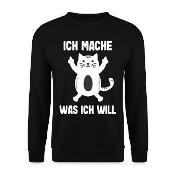 Freches Kätzchen Lustige Katze Rebell Mittelfinger - Unisex Pullover - Schwarz - Vorne - Alina (178cm) & Michal (187cm)