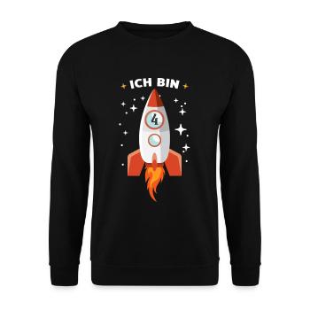 4 Jahre Astronaut Geburtstag Rakete Weltall - Unisex Pullover - Schwarz - Vorne - Alina (178cm) & Michal (187cm)