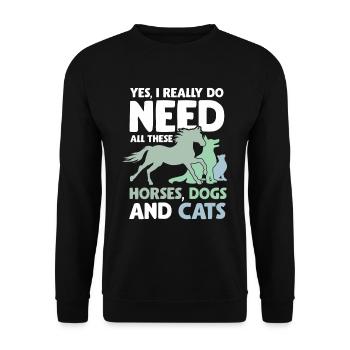 Animal de sauvetage cheval chat chien amour pour les animaux - Sweat-shirt Unisexe - noir - Devant - Alina (178cm) & Michal (187cm)