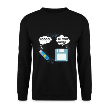 Disquette lecteur flash USB père ordinateur - Sweat-shirt Unisexe - noir - Devant - Alina (178cm) & Michal (187cm)