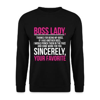Boss lady national boss day Office Coworker - Unisex Pullover - Schwarz - Vorne - Alina (178cm) & Michal (187cm)