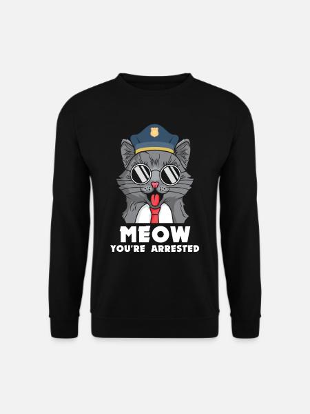 Meow Verhaftet Katze Polizei Kätzchen Polizist - Unisex Pullover - Schwarz