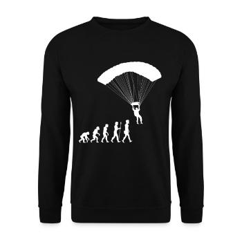 Gleitschirmfliegen Evolution Fallschirm Luftsport - Unisex Pullover - Schwarz - Vorne - Alina (178cm) & Michal (187cm)
