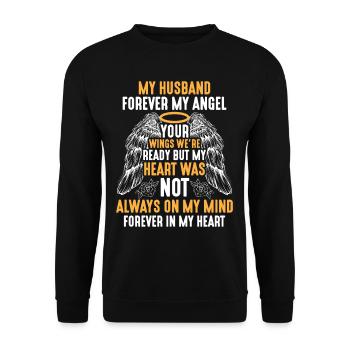 Husband heaven angel memory widow husband - Unisex Sweatshirt - black - Front - Alina (178cm) & Michal (187cm)