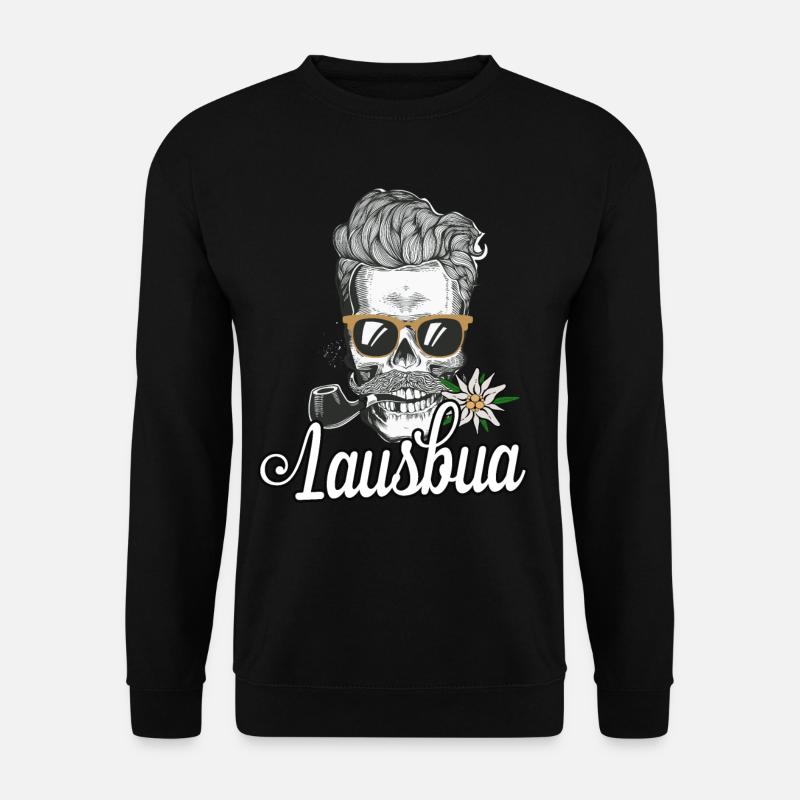 Lausbua Totenkopf Bayrischer Tiroler Steirer Bua - Unisex Pullover - Schwarz