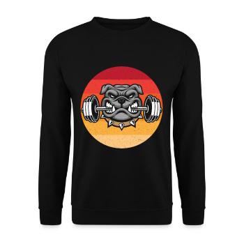 Weightlifting Pit bull barbell dog fitness - Unisex Sweatshirt - black - Front - Alina (178cm) & Michal (187cm)