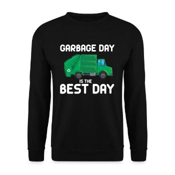 Mülltag Müllwagen Abfall Lastwagen Müllabfuhr - Unisex Pullover - Schwarz - Vorne - Alina (178cm) & Michal (187cm)