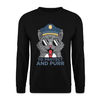 Lustiger Polizist Katze Cop Detektiv Polizei - Unisex Pullover - Schwarz - Vorne - Alina (178cm) & Michal (187cm)