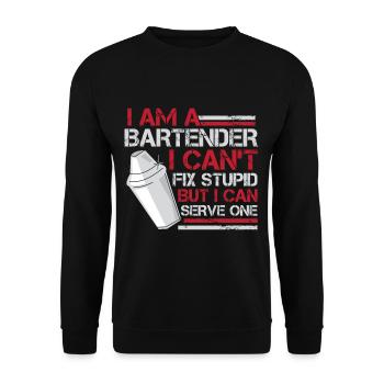 Urkomischer Barkeeper Kellner Barmann Mixer - Unisex Pullover - Schwarz - Vorne - Alina (178cm) & Michal (187cm)