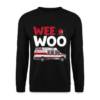 Ersthelfer Krankenwagen Rettungswagen Sanitäter - Unisex Pullover - Schwarz - Vorne - Alina (178cm) & Michal (187cm)
