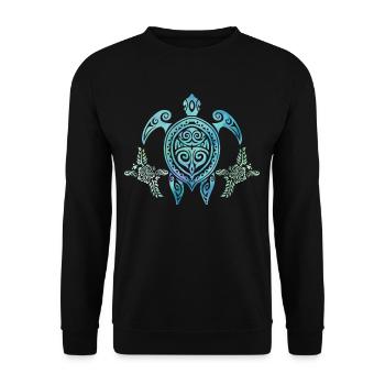 Sea creature Hawaii turtle Tribal Ocean Surfing - Unisex Sweatshirt - black - Front - Alina (178cm) & Michal (187cm)