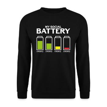 Unbeholfen Introvertiert Soziale Batterie Schüchte - Unisex Pullover - Schwarz - Vorne - Alina (178cm) & Michal (187cm)