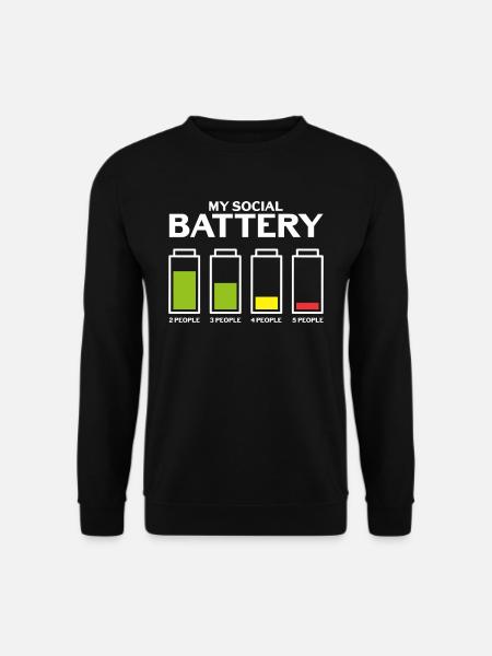 Unbeholfen Introvertiert Soziale Batterie Schüchte - Unisex Pullover - Schwarz