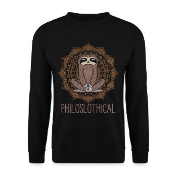 Süßes Yoga Philosophisches Faultier Faules Tier - Unisex Pullover - Schwarz - Vorne - Alina (178cm) & Michal (187cm)
