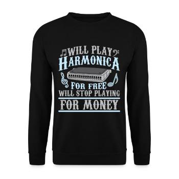 Harmonica player blues music country - Sweat-shirt Unisexe - noir - Devant - Alina (178cm) & Michal (187cm)
