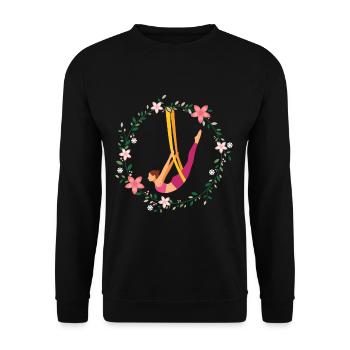 Aerial yoga flower acrobatics sport aerial acrobat - Unisex Sweatshirt - black - Front - Alina (178cm) & Michal (187cm)