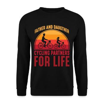 Vater und Tochter Fahrrad Partner fürs Leben - Unisex Pullover - Schwarz - Vorne - Alina (178cm) & Michal (187cm)