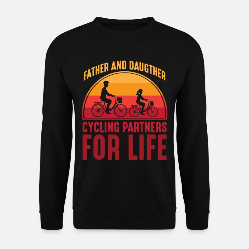 Vater und Tochter Fahrrad Partner fürs Leben - Unisex Pullover - Schwarz