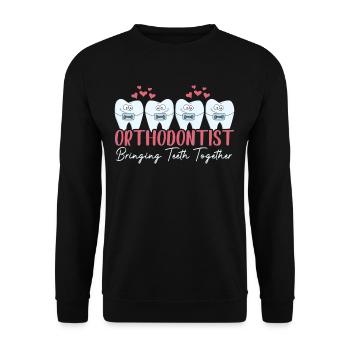 L'orthodontiste rapproche les dents des appareils dentaires - Sweat-shirt Unisexe - noir - Devant - Alina (178cm) & Michal (187cm)