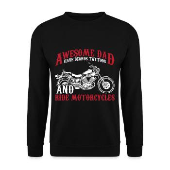 Bärtiger Papa mit Bart Tattoos Motorradfahrer - Unisex Pullover - Schwarz - Vorne - Alina (178cm) & Michal (187cm)