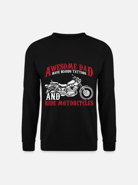 Bärtiger Papa mit Bart Tattoos Motorradfahrer - Unisex Pullover - Schwarz
