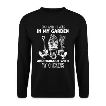 Repaire de jardin drôle avec des éleveurs de poulet - Sweat-shirt Unisexe - noir - Devant - Alina (178cm) & Michal (187cm)