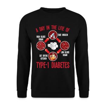 Typ 1 Diabetes Unterstützung T1D Diabetiker - Unisex Pullover - Schwarz - Vorne - Alina (178cm) & Michal (187cm)