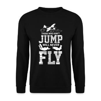 Fallschirmspringen Extremsport Fallschirmsprung - Unisex Pullover - Schwarz - Vorne - Alina (178cm) & Michal (187cm)