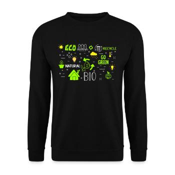 Eco Energy Natural Environment Planet Care - Unisex Sweatshirt - black - Front - Alina (178cm) & Michal (187cm)