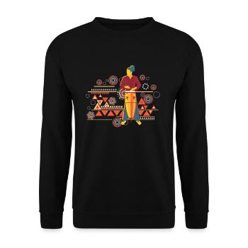 Conga drums art batteur musiciens - Sweat-shirt Unisexe - noir - Devant - Alina (178cm) & Michal (187cm)