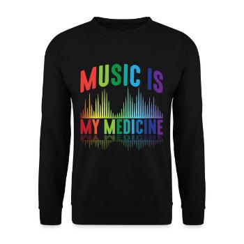 Music is my medicine DJ music producer musician - Unisex Sweatshirt - black - Front - Alina (178cm) & Michal (187cm)